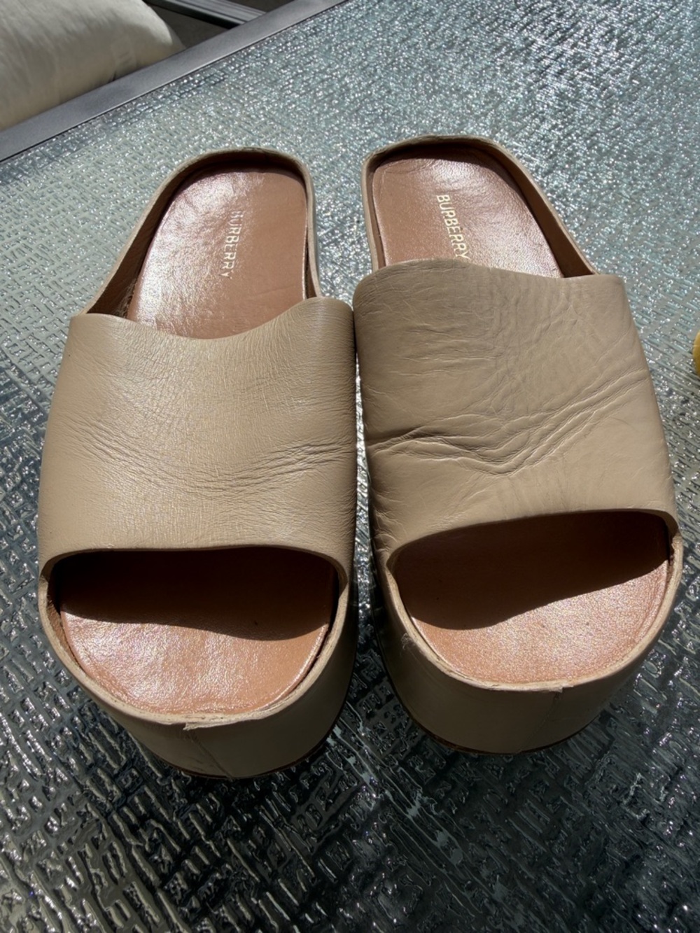 Burberry Taupe Leather Open-Toe Slide Mules Alice sandal - Picture 7 of 7